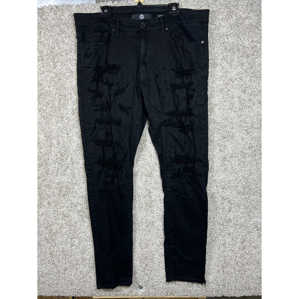 Jordan Craig Sean Fit Slim Tapered Distressed Black Denim Jeans Men’s Size 38x34